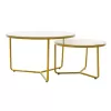 Side tables set 2pcs Paris glass 8mm marble pattern-golden