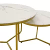 Side tables set 2pcs Paris glass 8mm marble pattern-golden