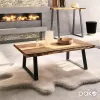 Coffee table Miles solid wood 4cm natural-legs black 115x72x41cm