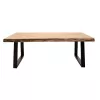 Coffee table Miles solid wood 4cm natural-legs black 115x72x41cm