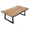 Coffee table Miles solid wood 4cm natural-legs black 115x72x41cm