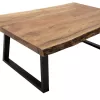 Coffee table Miles solid wood 4cm natural-legs black 115x72x41cm