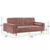 SOFA-BED SALVADOR  VELVET DUSTY PINK 224X88X84cm.