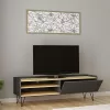 Tv stand Veronica in dark grey-natural 120x33x49,5cm