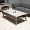 COFFEE TABLE  MELAMINE IN WALNUT-WHITE MARBLE-LOOK TOP 105x60x34.6Hcm.