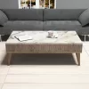 COFFEE TABLE  MELAMINE IN WALNUT-WHITE MARBLE-LOOK TOP 105x60x34.6Hcm.