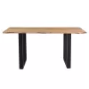 Slim table acacia solid wood walnut-leg black 160x85x75.6cm