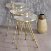 Side tables Weber set 3pcs golden-white marble D34x52cm