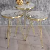 Side tables Sebastian set of 3 pieces white gray marble-golden