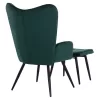 armchair CRAWLEY, footstool, cypress green velvet