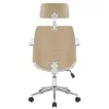 Manager office chair Fern PU white-natural wood