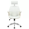 Manager office chair Fern PU white-natural wood