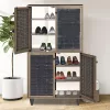 Shoe cabinet Ronan walnut 70.5x35x122cm