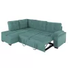 SOFABED LEFT CORNER JADE  SEAFOAM GREEN VELVET 250x80-180x73-88Hcm.