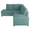 SOFABED LEFT CORNER JADE  SEAFOAM GREEN VELVET 250x80-180x73-88Hcm.