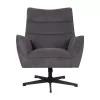 Rotated Armchair with Black Metal Base Gemma Fylliana Grey 78x78x101 cm