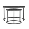 COFFEE TABLES SET 2PCS MDF BLACK MARBLE LOOK BLACK METALLIC LEGS Φ80x48cm.