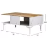 COFFEE TABLE WITH SHELF GUNNEZ  WHITE MARBLE & NATURAL OAK MELAMINE-WHITE LEGS 90x54x39,5Hcm.