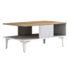 COFFEE TABLE WITH SHELF GUNNEZ  WHITE MARBLE & NATURAL OAK MELAMINE-WHITE LEGS 90x54x39,5Hcm.