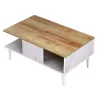 COFFEE TABLE WITH SHELF GUNNEZ  WHITE MARBLE & NATURAL OAK MELAMINE-WHITE LEGS 90x54x39,5Hcm.