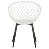 ARMCHAIR ARIADNE  WHITE POLYPROPYLENE-BLACK METAL LEGS 63x56x80Hcm.