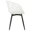 ARMCHAIR ARIADNE  WHITE POLYPROPYLENE-BLACK METAL LEGS 63x56x80Hcm.