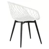 ARMCHAIR ARIADNE  WHITE POLYPROPYLENE-BLACK METAL LEGS 63x56x80Hcm.