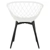 ARMCHAIR ARIADNE  WHITE POLYPROPYLENE-BLACK METAL LEGS 63x56x80Hcm.