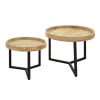 Side tables set 2pcs Kelly solid wood natural-black