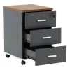 Chest of drawers on wheels Oscar 3 drawers walnut-charcoal 40x48x63cm