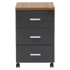 Chest of drawers on wheels Oscar 3 drawers walnut-charcoal 40x48x63cm