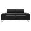 3 seater sofa Shea PU black-inox 198x80x87cm