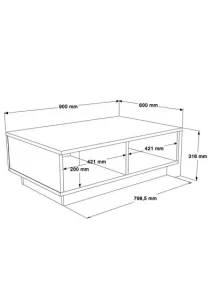 Τραπέζι σαλονιού Thunder ανθρακί antique-γκρι antique 90x60x31.5εκ