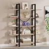 Bookcase Esthon natural-black metal 120x28x180cm