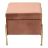 Stool-trunk Panton velvet rotten apple-golden 40x40x36,5cm