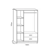 3-door wardrope Edritte with drawers light walnut melamine 120x52x195cm