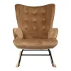 Rocking armchair Georgia taupe velvet fabric-natural 75x71x95cm