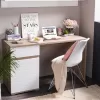 Office Desk Elan Grey Oak - White Lacquer 130x50x75.5 cm