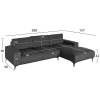 CORNER SOFA (RIGHT) NOA  ANTHRACITE FABRIC 288x90-157x67-80Hcm.