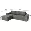 LEFT CORNER SOFA NACHO  ANTHRACITE FABRIC-SILVER METAL LEGS 270x163x88Hcm.