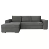 LEFT CORNER SOFA NACHO  ANTHRACITE FABRIC-SILVER METAL LEGS 270x163x88Hcm.