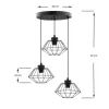 Ceiling lamp Avsin three-light hanging metal Black Φ30x73 cm.