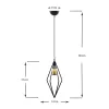 Ceiling lamp Sonia single light hanging metal Black Φ15x75 cm.