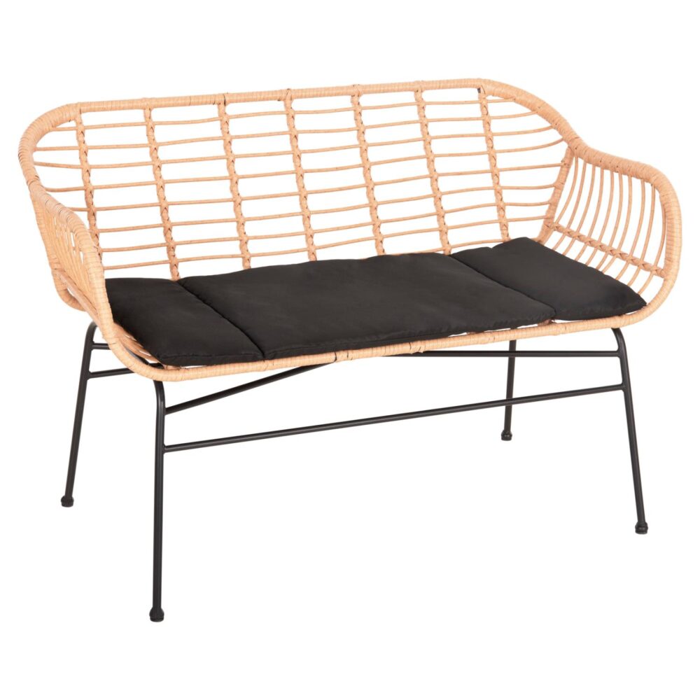 ΚΑΝΑΠΕΣ ALLEGRA  ΜΑΥΡΟ ΜΕΤΑΛΛΟ-ΜΠΕΖ ΣΥΝΘ.RATTAN 120x62x80Υεκ.